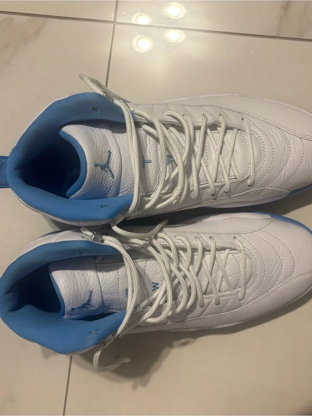 Jordan Men’s White with Light Blue High-Top Sneakers
